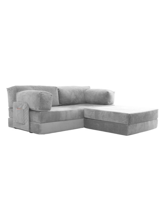 Wuuh Modulares Teddy-Ecksofa Grau