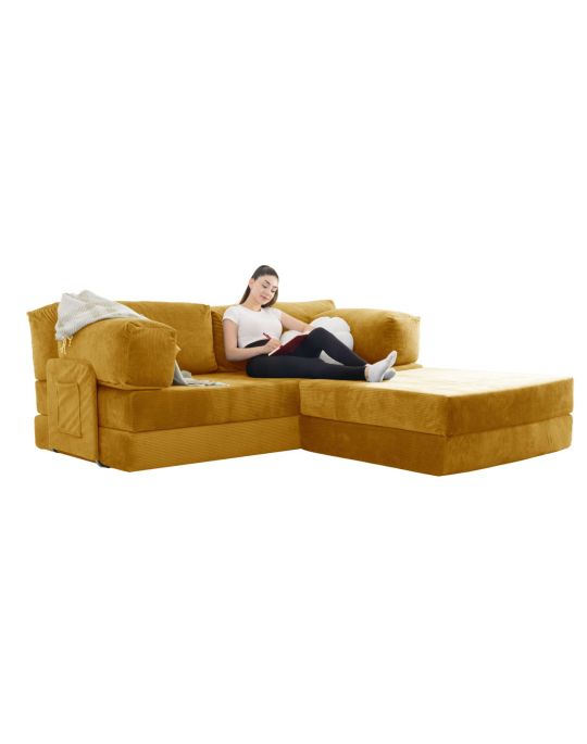 Wuuh Modulares Teddy-Ecksofa Senf
