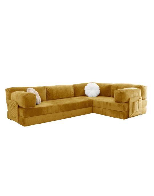 Wuuh Modulares Florenz Teddy Eck-Sofa Senf