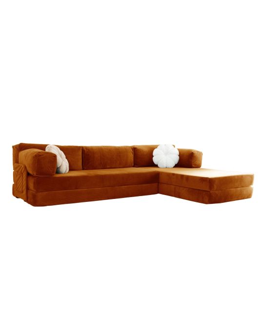 Wuuh Modulares Teddy Corner-Sofa Ziegelrot
